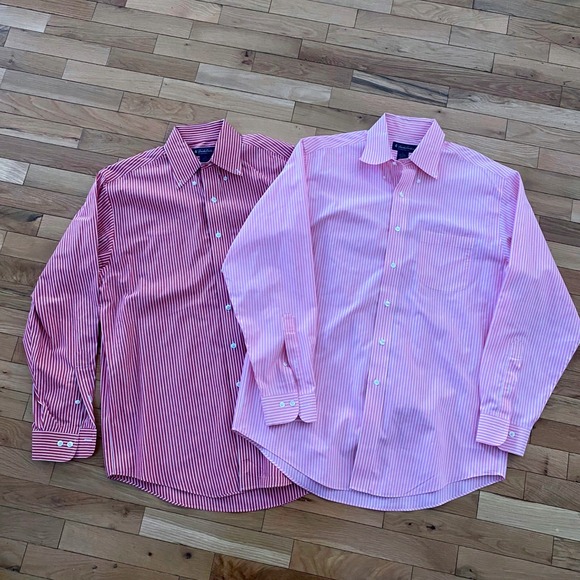 Brooks Brothers Other - Brooks Brothers Mens Lot of 2 Striped Non-Iron Cotton Button Down Shirts Pink M